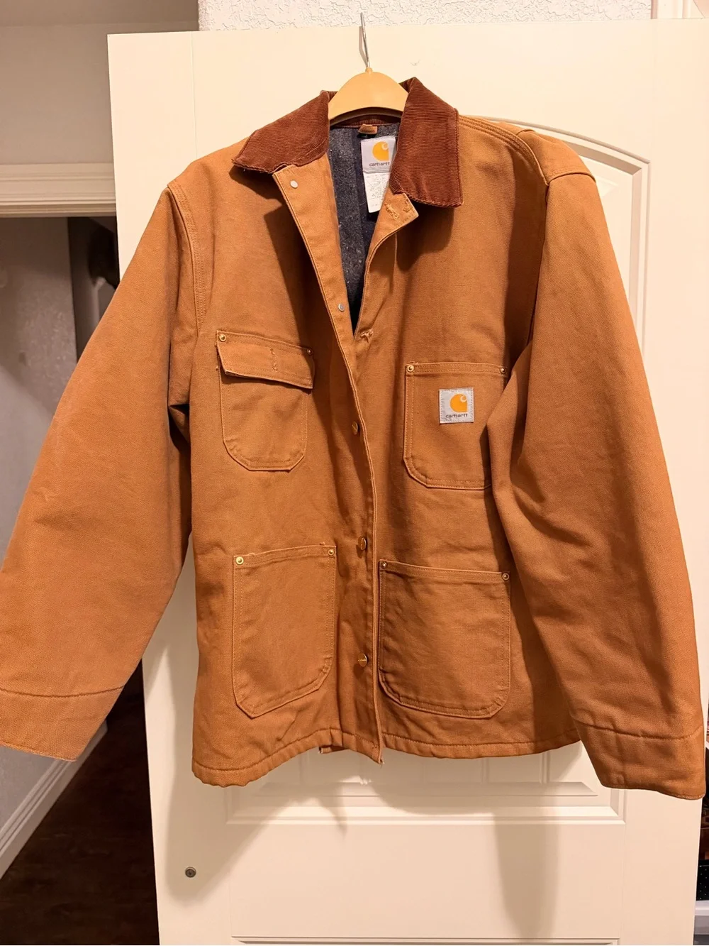 Carhartt Brown Duck Canvas Work Jacket with Corduroy Collar